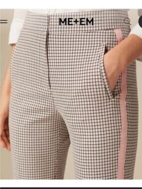 ME+EM Plaid Racing Stripe Straight Leg Trouser  Pants Size 4